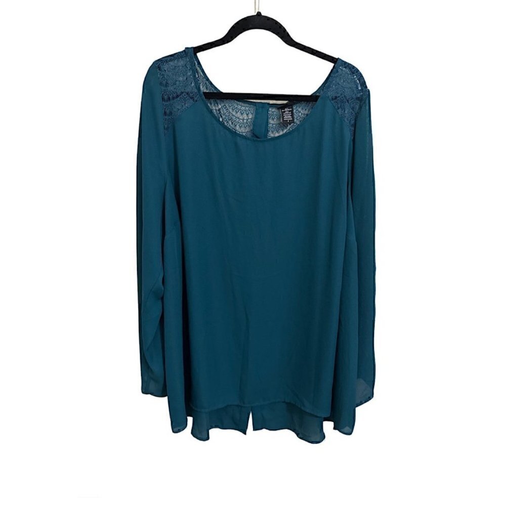 Torrid Blouse Size 4/26 Women's Long Sleeve Lace Button Back Lightweight Top
